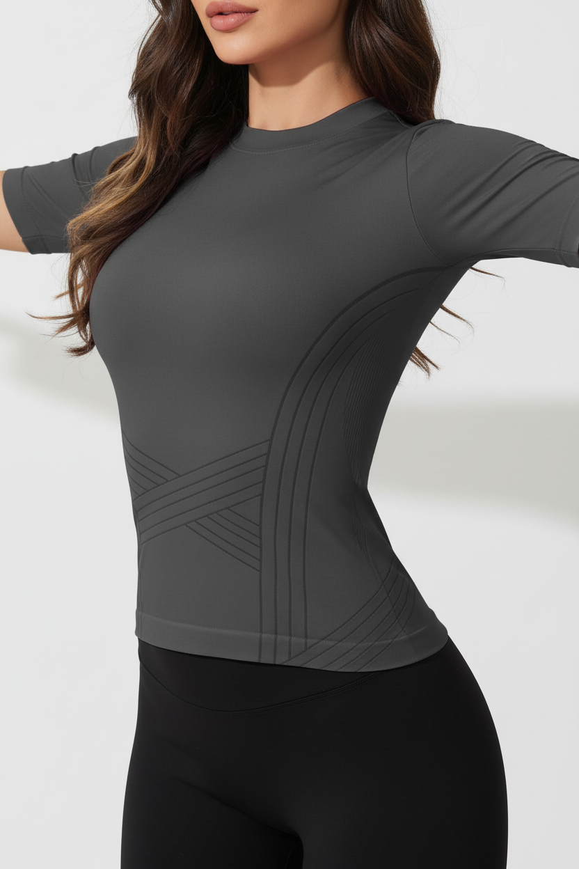 T-shirt gainant gris - Vue trois-quarts