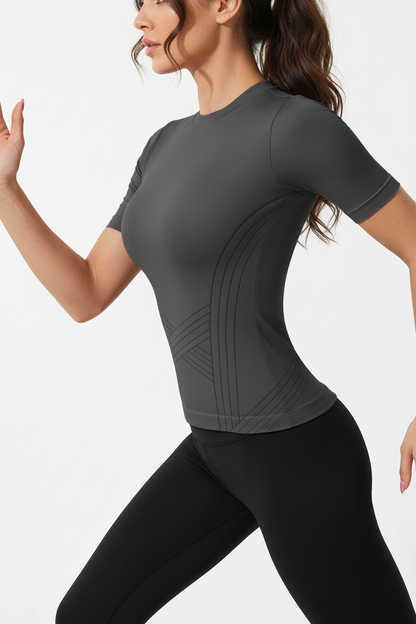 T-shirt gainant gris - Vue de profil