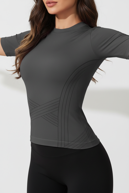 T-shirt gainant gris - Vue trois-quarts